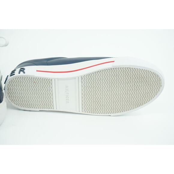 Tommy Hilfiger Flintz Flag Flat Leather Sneakers SZ 6.5 Blue Logo Low Top - Picture 8 of 10